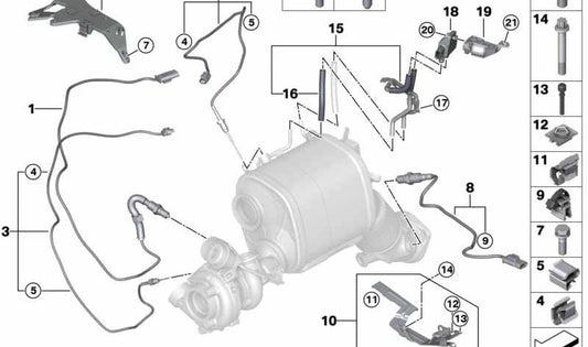 Tubo Presión de Escape para BMW Serie 5 G30, G31, Serie 7 G11, G12, X5 G05, X6 G06, X7 G07 (OEM 13628575524). Original BMW