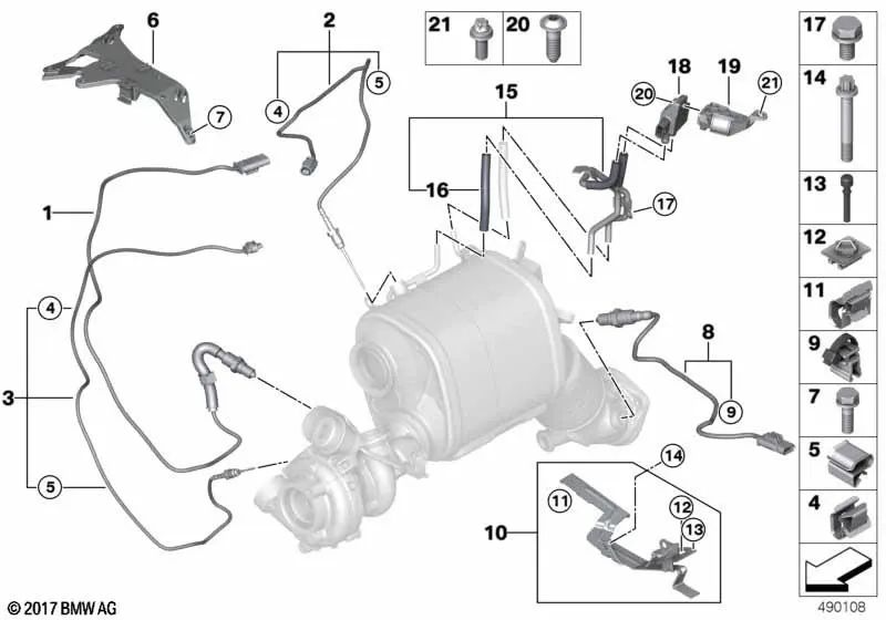 Sonda Lambda para BMW Serie 5 G30, G31 Serie 7 G11, G12 X5 G05 X6 G06 X7 G07 (OEM 13628575531). Original BMW.