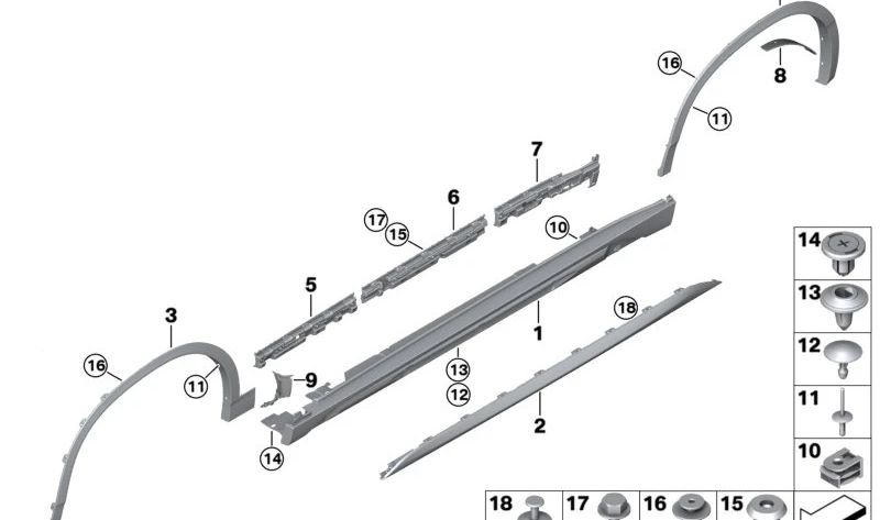 Moldura lateral izquierda (trasera) OEM 51179466855 para BMW F39. Original BMW.