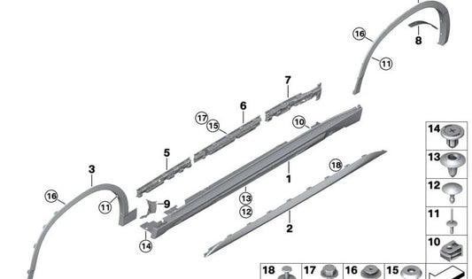 Moldura lateral izquierda (trasera) OEM 51179466855 para BMW F39. Original BMW.