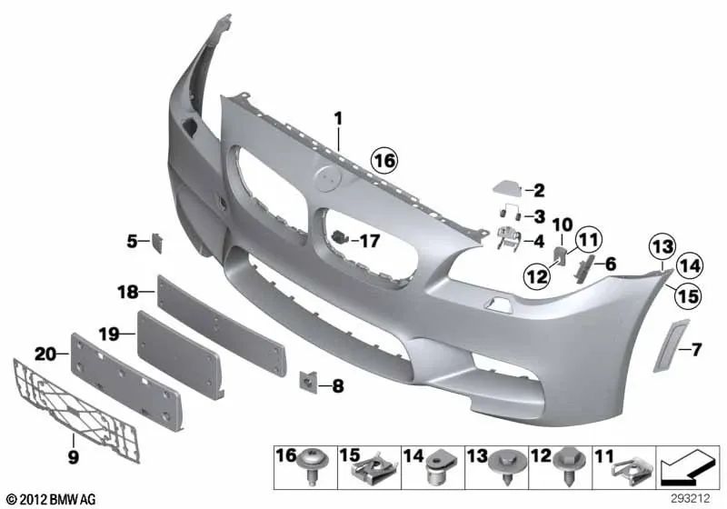 Juego de Soporte para Sensor PDC delantero para BMW Serie 5 F10 (OEM 51122222056). Original BMW.