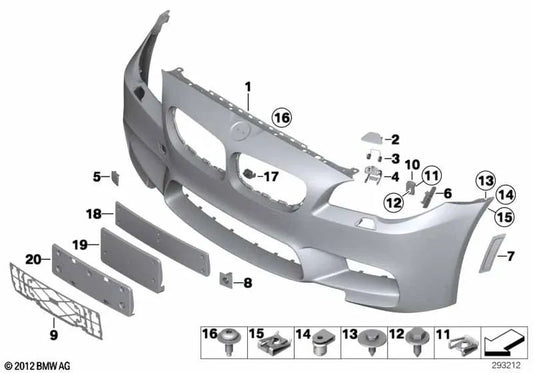 Carcasa Parachoques Imprimada Delantera para BMW Serie 5, F10 (OEM 51118050639). Original BMW