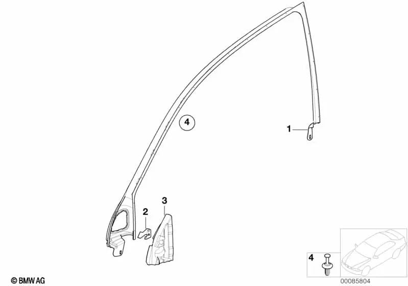 Left Window Frame Cover for BMW 3 Series E46 (OEM 51338252455). Original BMW