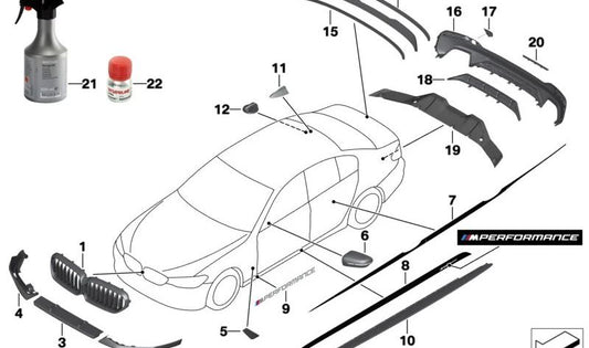 Embellecedor negro mate trasero para BMW G30, G31 (OEM 51122412407). Original BMW