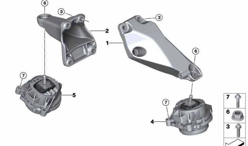 Soporte de motor derecho OEM 22116883978 para BMW F22, F23, F32, F33, F36, F87. Original BMW