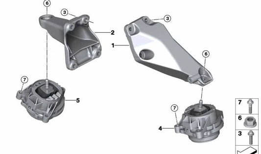 Right Engine Mount OEM 22116883978 for BMW F22, F23, F32, F33, F36, F87. Original BMW