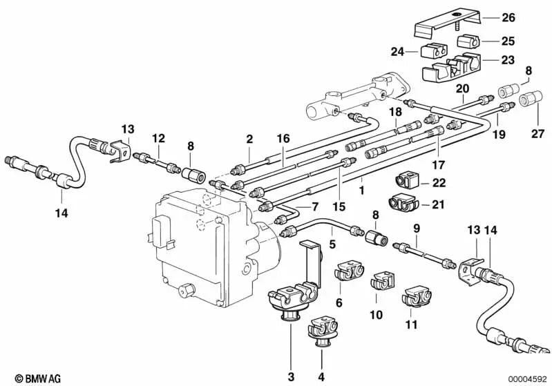 Tubería revestida de goma para BMW Serie 7 E38 (OEM 34321161849). Original BMW