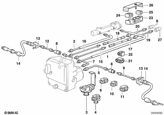 Tubería revestida de goma para BMW Serie 7 E38 (OEM 34321161849). Original BMW