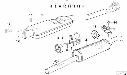 Soporte para el silenciador trasero OEM 18211719351 para BMW E34. Compatible con todos los modelos E34. Original BMW.