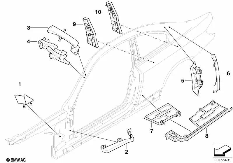 Shape piece for the rear wheel arch for BMW 3 Series E92, E92N (OEM 41217186536). Genuine BMW