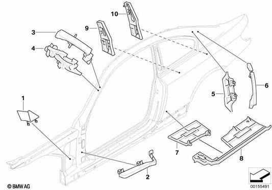 Pieza de forma para el paso de rueda trasero para BMW Serie 3 E92, E92N (OEM 41217186536). Original BMW