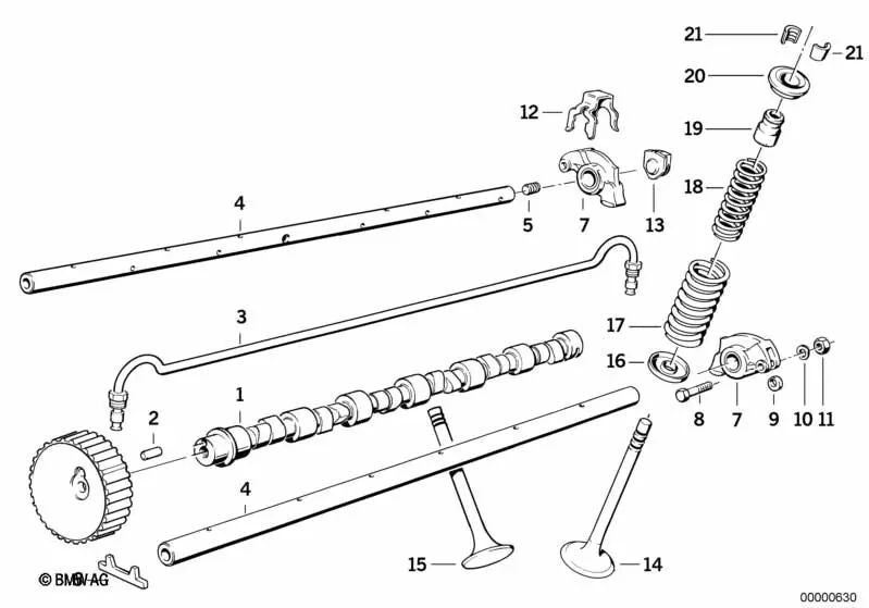 Válvula de admisión para BMW Serie 3 E30, Serie 5 E28, E34 (OEM 11341706631). Original BMW.