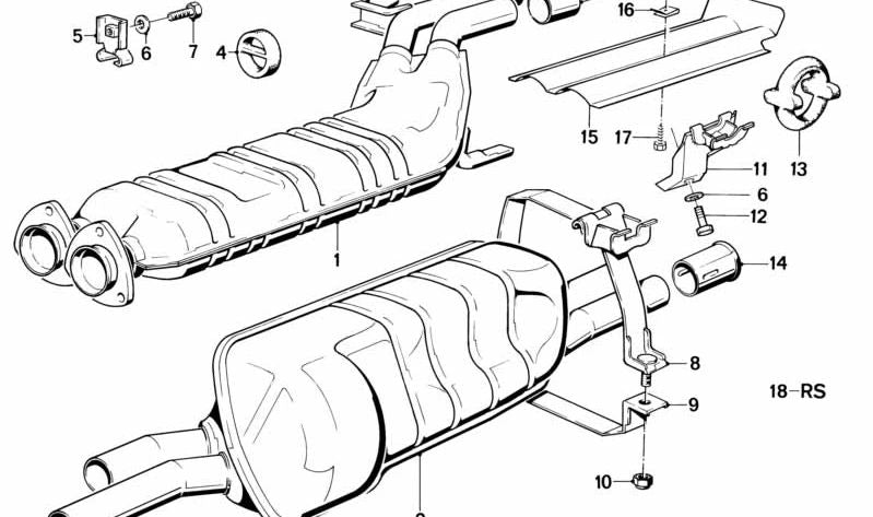 Silenciador posterior para BMW E28, E24 (OEM 18121309004). Original BMW