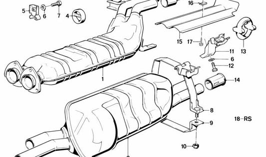 Silenciador posterior para BMW E28, E24 (OEM 18121309004). Original BMW