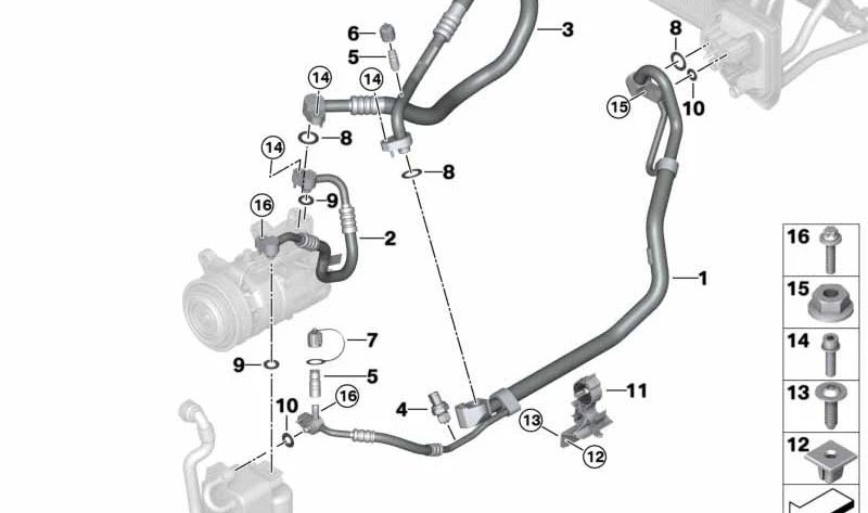 Tubo doble de refrigerante OEM 64539354536 para BMW G01, G08, G02. Original BMW.