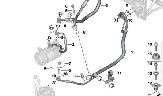 Tubo de refrigerante duplo OEM 64539354536 para BMW G01, G08, G02. BMW original.