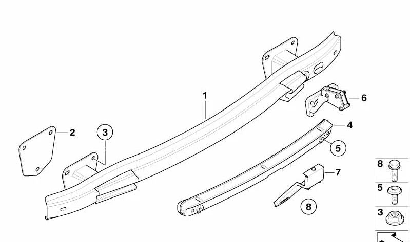 Soporte parachoques trasero para BMW E82 (OEM 51128051984). Original BMW