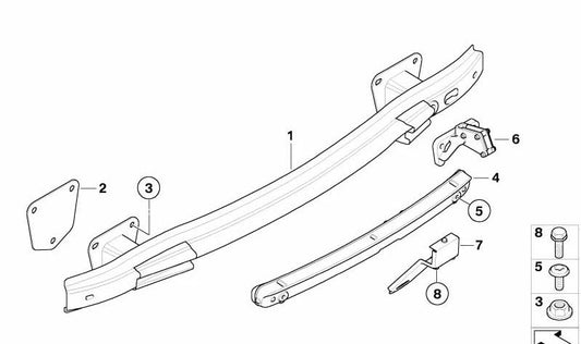 Soporte parachoques trasero para BMW E82 (OEM 51128051984). Original BMW