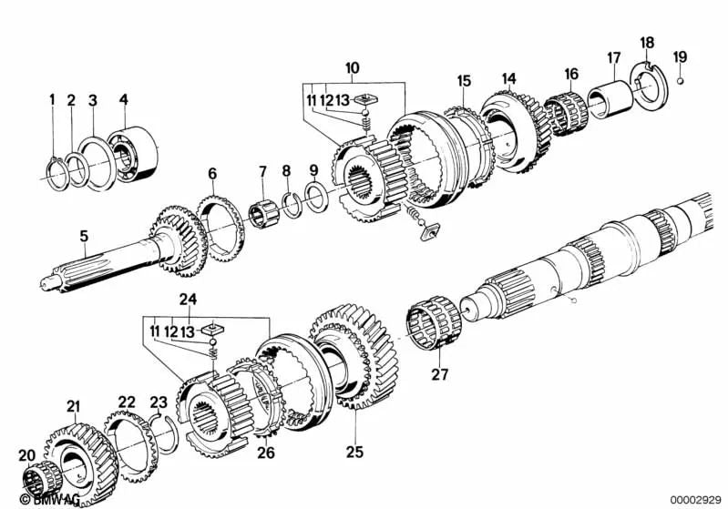 Driveshaft for BMW 5 Series E28, E34, 6 Series E24, 7 Series E23, E32 (OEM 23211228054). Original BMW