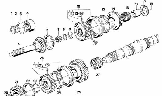 Piñón 3ª marcha OEM 23221228060 para BMW (E28, E34, E24, E23, E32). Original BMW