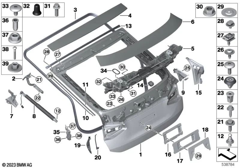 Spoiler sin pintar para BMW G32, G32N (OEM 51627481774). Original BMW