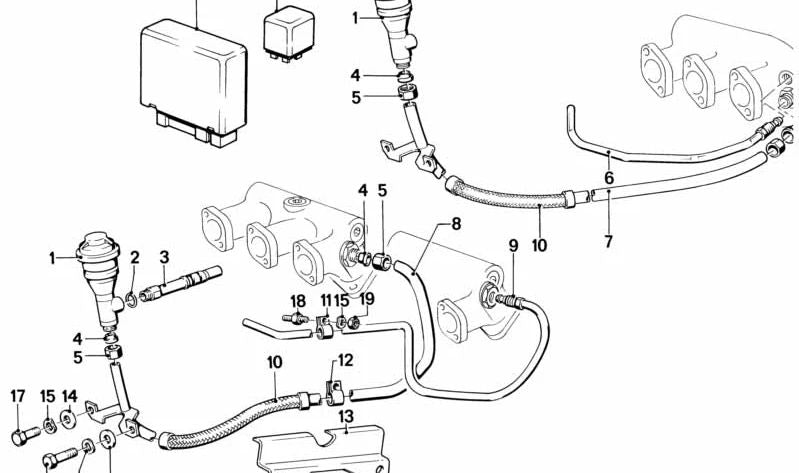 Válvula AGR para BMW Serie 5 E12, Serie 6 E24, Serie 7 E23 (OEM 11711264067). Original BMW.