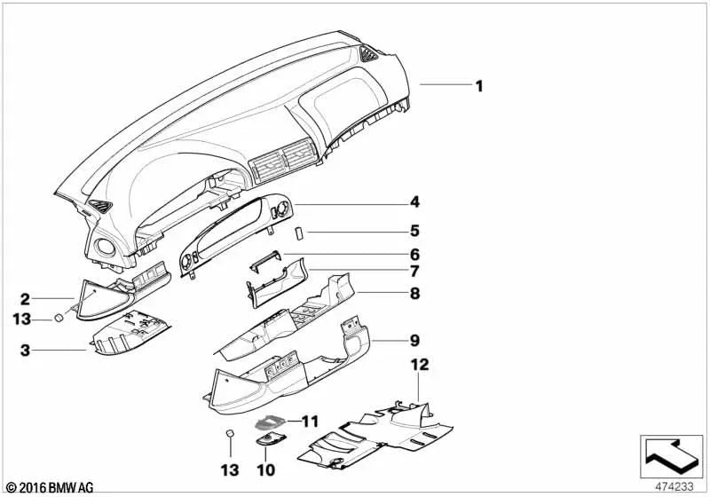 Cubierta del tablero de instrumentos inferior izquierda para BMW Serie 5 E39 (OEM 51457143557). Original BMW