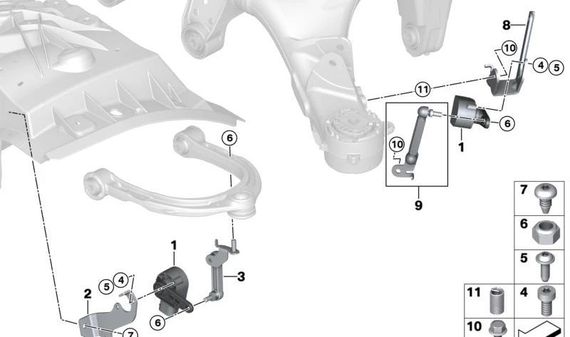 Regelstange izquierda para BMW F90, G30, G31, G38, G32, G11, G12, F91, F92, F93, G14, G15, G16 (OEM 37146867905). Original BMW