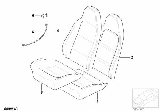 Right leather backrest cover for BMW (OEM 52107035384). Genuine BMW.