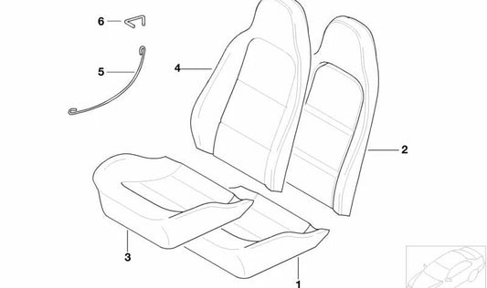 Funda de respaldo de cuero derecha para varios modelos/series de BMW (OEM 52108413764). Original BMW.