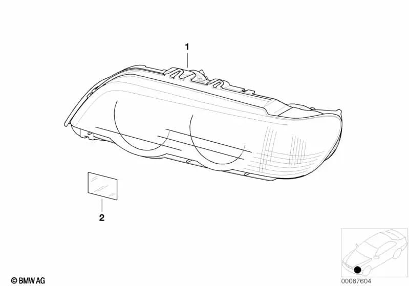 Faros Xenón izquierdo, Intermitente blanco para BMW X5 E53 (OEM 63126930239). Original BMW.