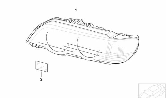 Right headlight, white indicator for BMW X5 E53 (OEM 63126930214). Original BMW.