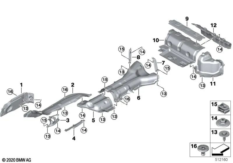 Aislamiento térmico soporte del motor para BMW G42, G20, G21, G28, G22, G23, G26, G01, G02, G29 (OEM 51487428159). Original BMW