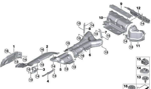 Aislamiento térmico centro derecho para BMW G42, G20, G21, G28, G22, G23, G26 (OEM 51487450534). Original BMW.