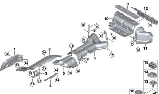 Heat insulator for rear left silencer OEM 51488493733 for BMW 2 Series Coupe (G42). Original BMW