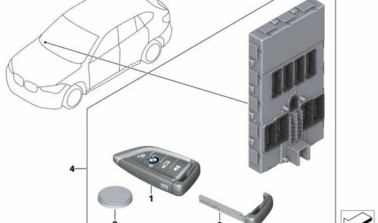 Mando a distancia original OEM 66125A407D3 para BMW {F48, F39}. Compatible con equipamiento M Sport.