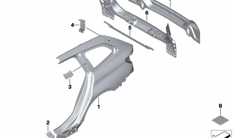 Rear inner trim for BMW 3 Series G21, G21N, G81 (OEM 41007487305). Original BMW.