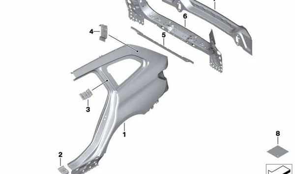 Revestimiento trasero interior para BMW Serie 3 G21, G21N, G81 (OEM 41007487305). Original BMW.