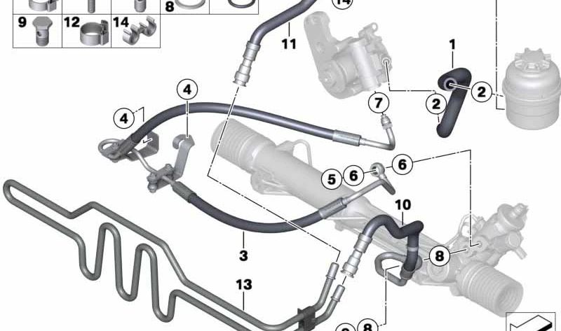 Tubería de succión para BMW Serie 3 E90N, E91N, E92N, E93N, X1 E84 (OEM 32416850283). Original BMW.