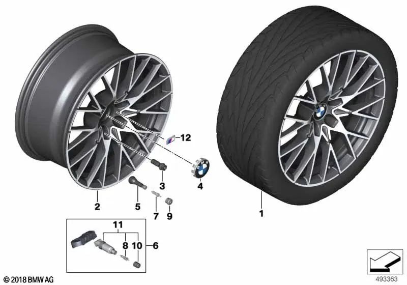 Rueda de disco de aleación, negro jet uni para BMW Serie 2 F87N (OEM 36118073848). Original BMW.