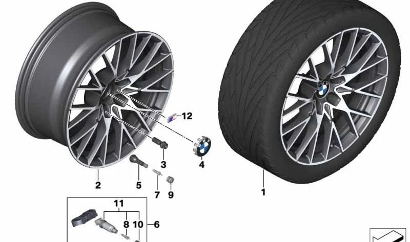 Rueda de Aleación Ligera para BMW Serie 2 F87N (OEM 36108093987). Original BMW