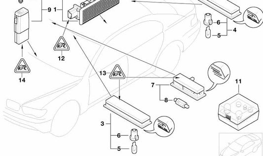 Luz de espejo OEM 63316961980 para BMW E65, E66. Original BMW.