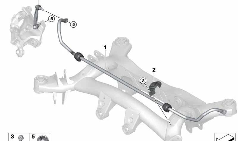 Links hintere Suspension Bieleta 33506895143 für BMW G26. Original BMW.