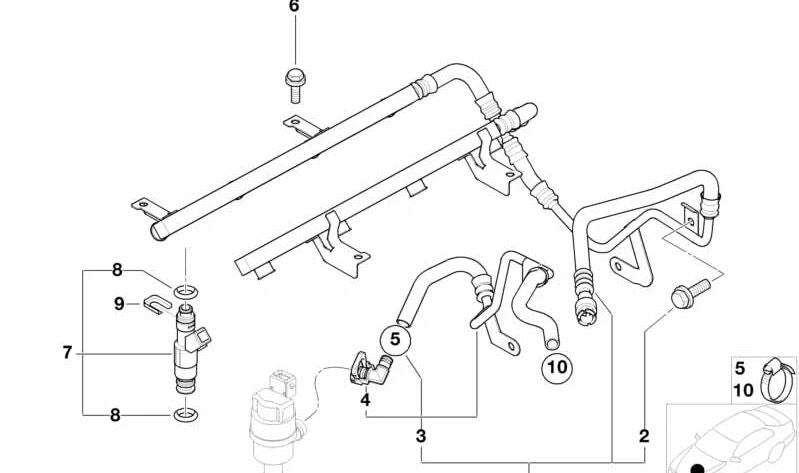 Einspritzventil für BMW Serie 3 E36, Serie 5 E39 (OEM 13641405044). Original BMW