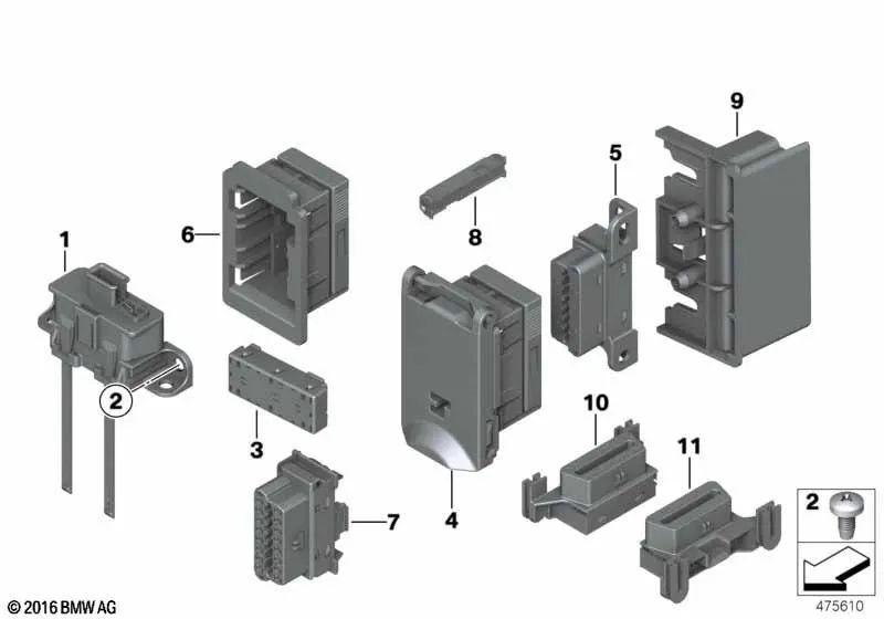 Adapter with Resistance for BMW 5 Series F07, F10, F11, F18; Series 6 F12, F13; Series 7 F01, F02, F04 (OEM 61139232598). Genuine BMW.