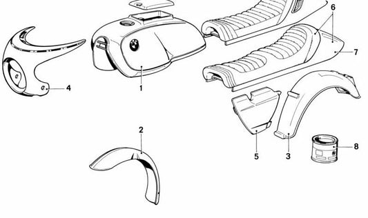 Tapa de batería izquierda OEM 46631232538 para BMW Motorrad R50, R60, R75. Original BMW.