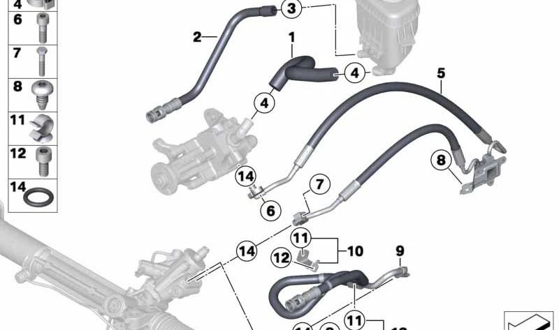 Saugleitung for BMW 5 Series F07, F10, F11 7 Series F01, F02 (OEM 32416850311). Genuine BMW.