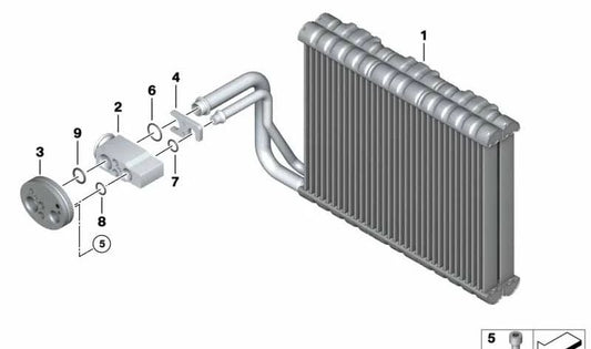 Verdampfer para BMW F07, F10, F11, F18, F06, F12, F13, F01, F02, F04 (OEM 64119383678). Original BMW