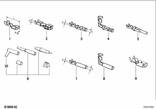 Contacto redondo 2.5 para BMW Serie 1 E81, E82, E87, E87N, E88, F20, F21, F52, Serie 3 E46, E90, E90N, E91, E91N, E92, E93, F30, F31, F34, F35, Serie 4 F32, Serie 5 E60, E61, F07, F10, F11, F18, F90, G30, G31, G38, Serie 6 E24, F06, F12, F13, G32, Serie 7