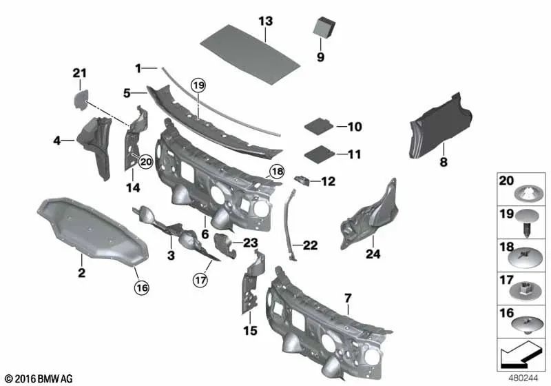 Sellado del marco lateral izquierdo para BMW F39 (OEM 51489476679). Original BMW